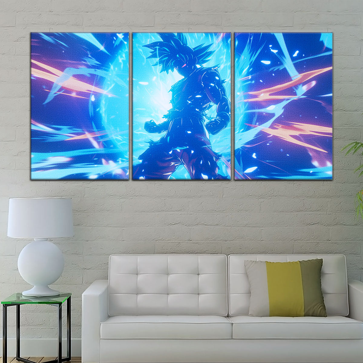 Dragon Ball Super Ultra Instinct Goku Canvas Wall Art - 5 Piece Split Panel DBZ Anime Poster - Ready to Hang Living Room Man Cave Decor - DR5053