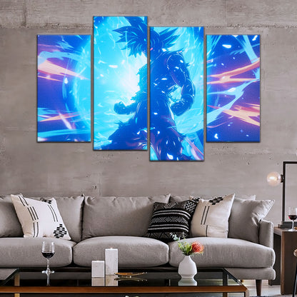 Dragon Ball Super Ultra Instinct Goku Canvas Wall Art - 5 Piece Split Panel DBZ Anime Poster - Ready to Hang Living Room Man Cave Decor - DR5053