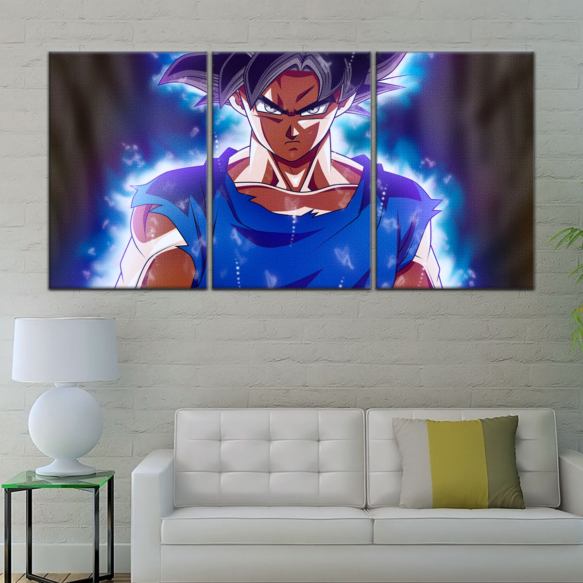 Dragon Ball Super Ultra Instinct Goku Canvas Wall Art - 5 Piece Split Panel DBZ Anime Poster - Ready to Hang Living Room Man Cave Decor - DR5078
