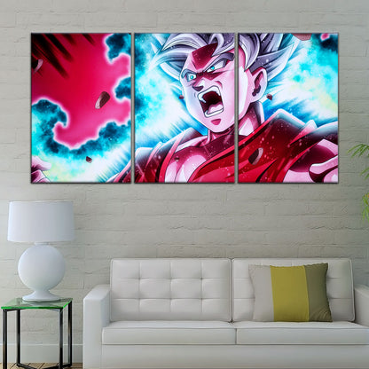 Dragon Ball Super Ultra Instinct Goku Canvas Wall Art - 5 Piece Split Panel DBZ Anime Poster - Ready to Hang Living Room Man Cave Decor - DR5088