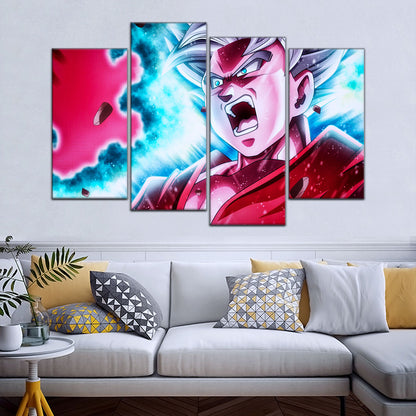 Dragon Ball Super Ultra Instinct Goku Canvas Wall Art - 5 Piece Split Panel DBZ Anime Poster - Ready to Hang Living Room Man Cave Decor - DR5088
