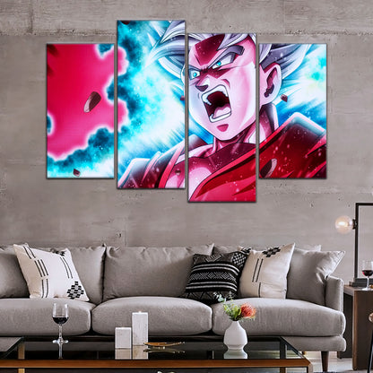 Dragon Ball Super Ultra Instinct Goku Canvas Wall Art - 5 Piece Split Panel DBZ Anime Poster - Ready to Hang Living Room Man Cave Decor - DR5088