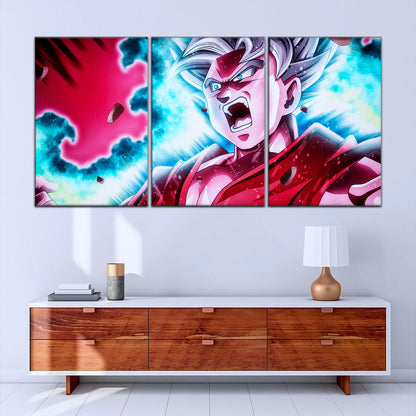 Dragon Ball Super Ultra Instinct Goku Canvas Wall Art - 5 Piece Split Panel DBZ Anime Poster - Ready to Hang Living Room Man Cave Decor - DR5088