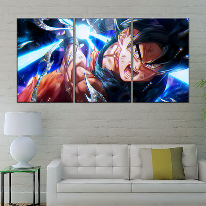 Dragon Ball Super Ultra Instinct Goku Canvas Wall Art - 5 Piece Split Panel DBZ Anime Poster - Ready to Hang Living Room Man Cave Decor - DR5097