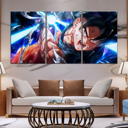 Dragon Ball Super Ultra Instinct Goku Canvas Wall Art - 5 Piece Split Panel DBZ Anime Poster - Ready to Hang Living Room Man Cave Decor - DR5097
