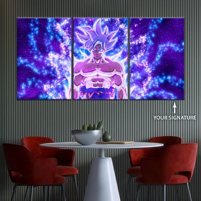 Dragon Ball Super Ultra Instinct Goku Canvas Wall Art - 5 Piece Split Panel DBZ Anime Poster - Ready to Hang Living Room Man Cave Decor - DR5098