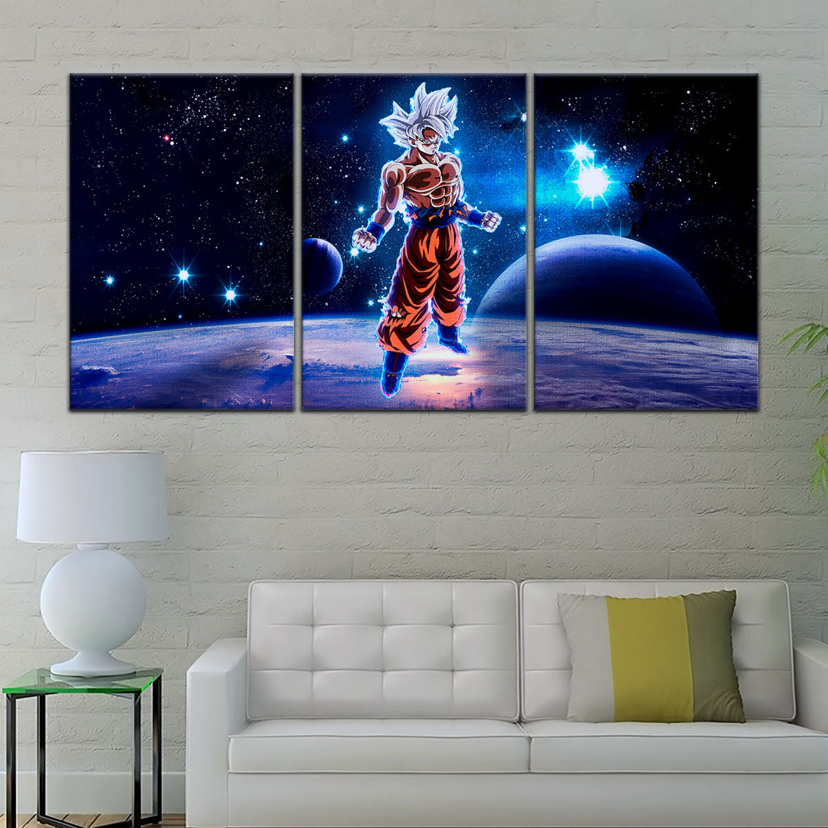 Dragon Ball Super Ultra Instinct Goku Canvas Wall Art - 5 Piece Split Panel DBZ Anime Poster - Ready to Hang Living Room Man Cave Decor - DR5099