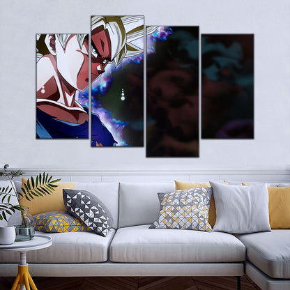 Dragon Ball Super Ultra Instinct Goku Canvas Wall Art - 5 Piece Split Panel DBZ Anime Poster - Ready to Hang Living Room Man Cave Decor - DR5101