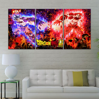 Dragon Ball Super Ultra Instinct Goku vs Jiren Canvas Wall Art - 5 Piece Split Panel DBZ Poster - Ready to Hang Living Room Man Cave Decor - DR5102