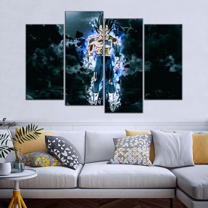 Dragon Ball Super Ultra Instinct Vegeta Canvas Wall Art - 5 Piece Split Panel DBZ Anime Poster - Ready to Hang Living Room Man Cave Decor - DR5103