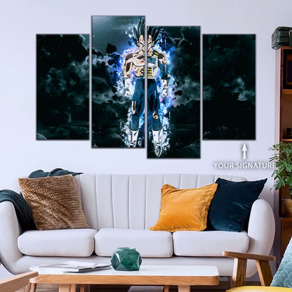 Dragon Ball Super Ultra Instinct Vegeta Canvas Wall Art - 5 Piece Split Panel DBZ Anime Poster - Ready to Hang Living Room Man Cave Decor - DR5103