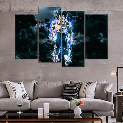Dragon Ball Super Ultra Instinct Vegeta Canvas Wall Art - 5 Piece Split Panel DBZ Anime Poster - Ready to Hang Living Room Man Cave Decor - DR5103
