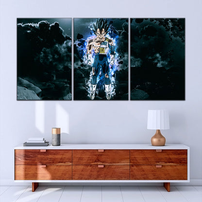 Dragon Ball Super Ultra Instinct Vegeta Canvas Wall Art - 5 Piece Split Panel DBZ Anime Poster - Ready to Hang Living Room Man Cave Decor - DR5103