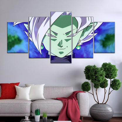 Dragon Ball Super Zamasu Canvas Wall Art - 5 Piece Split Panel DBZ Anime Poster - Framed Ready to Hang Living Room Man Cave Decor - DR5133
