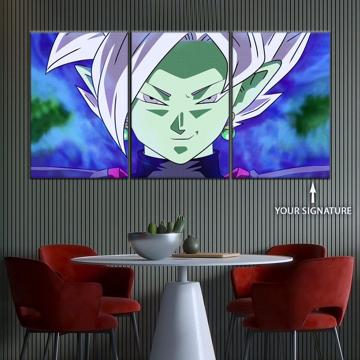 Dragon Ball Super Zamasu Canvas Wall Art - 5 Piece Split Panel DBZ Anime Poster - Framed Ready to Hang Living Room Man Cave Decor - DR5133