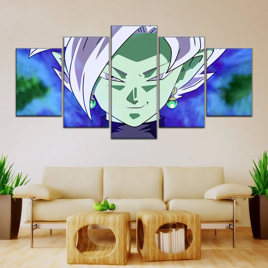 Dragon Ball Super Zamasu Canvas Wall Art - 5 Piece Split Panel DBZ Anime Poster - Framed Ready to Hang Living Room Man Cave Decor - DR5133
