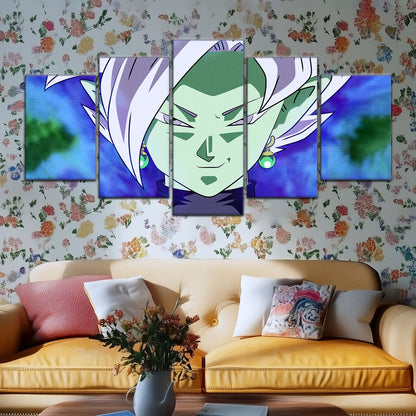 Dragon Ball Super Zamasu Canvas Wall Art - 5 Piece Split Panel DBZ Anime Poster - Framed Ready to Hang Living Room Man Cave Decor - DR5133