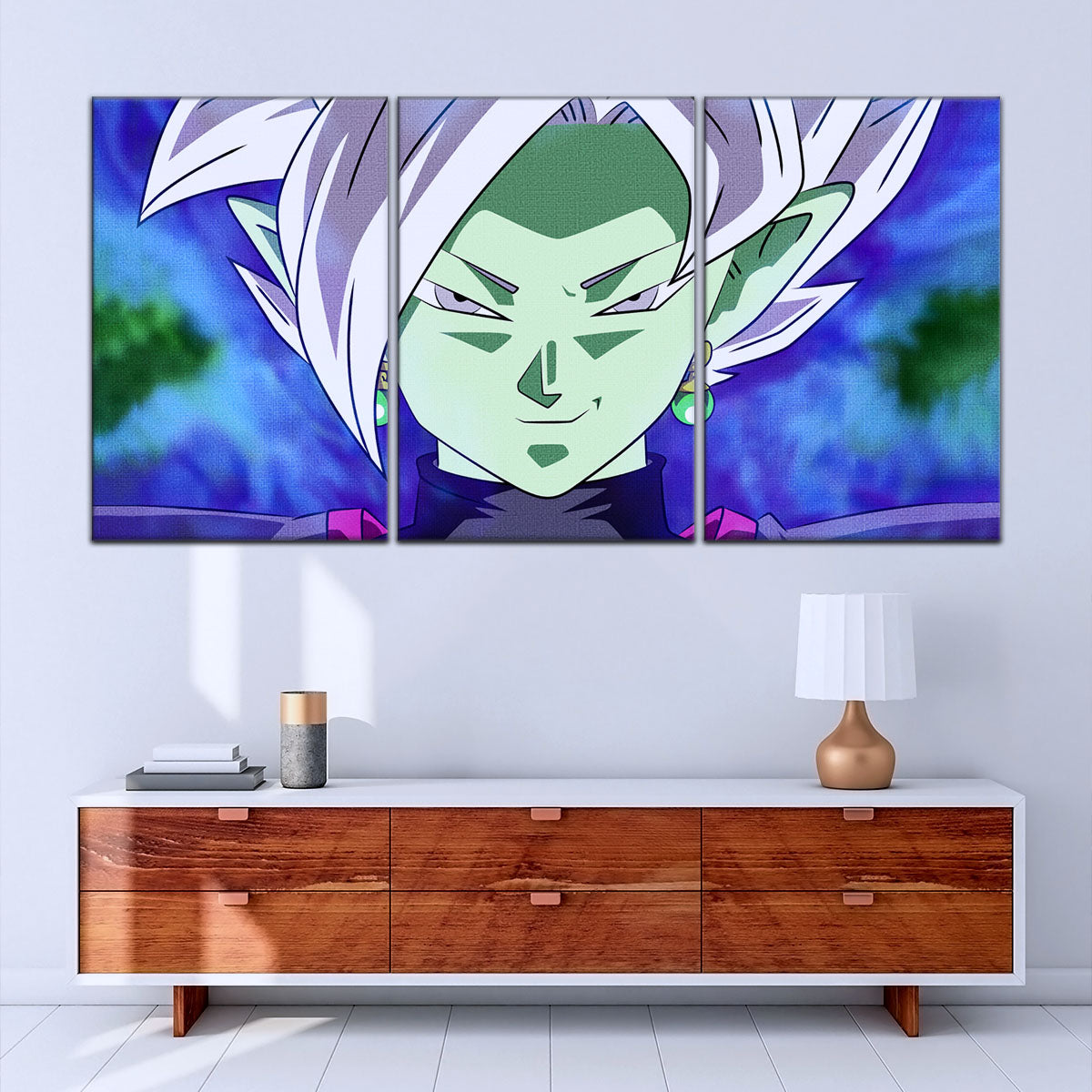 Dragon Ball Super Zamasu Canvas Wall Art - 5 Piece Split Panel DBZ Anime Poster - Framed Ready to Hang Living Room Man Cave Decor - DR5133