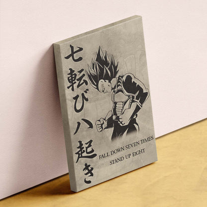 Dragon Ball Wall Art - Dragon Ball Poster - Dragon Ball Canvas - Fall Down Seven Times Stand Up Eight - Vegeta - DR012 - Vertical Poster - Vertical Canvas