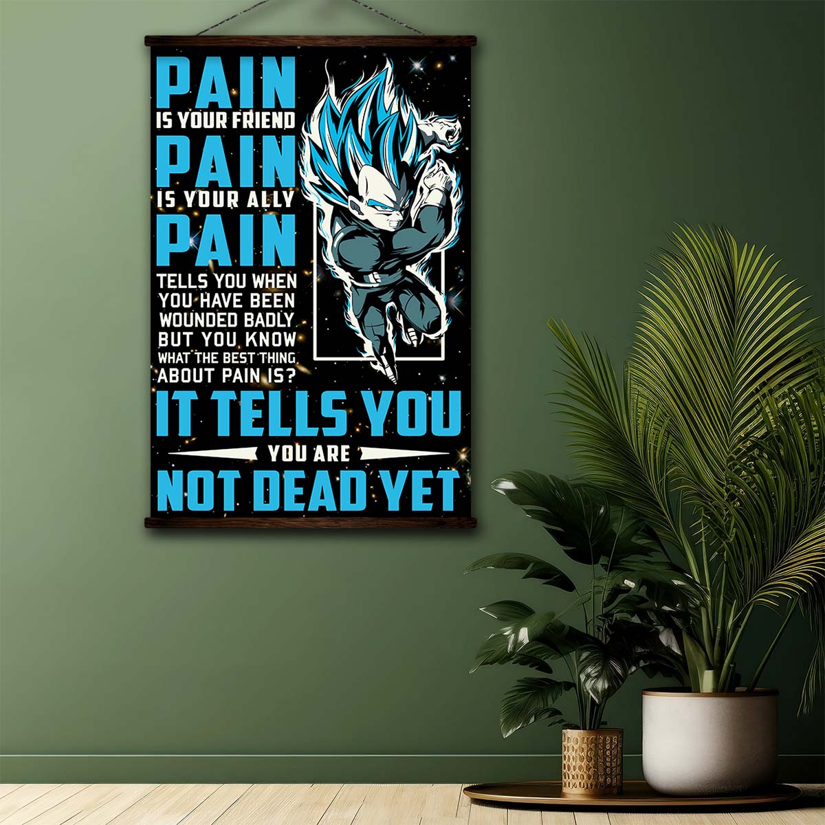 Dragon Ball Wall Art - Dragon Ball Poster - Dragon Ball Canvas - PAIN - You Are Not Dead Yet - Vegeta - Super Saiyan Blue - DR057 - Vertical Poster - Vertical Canvas