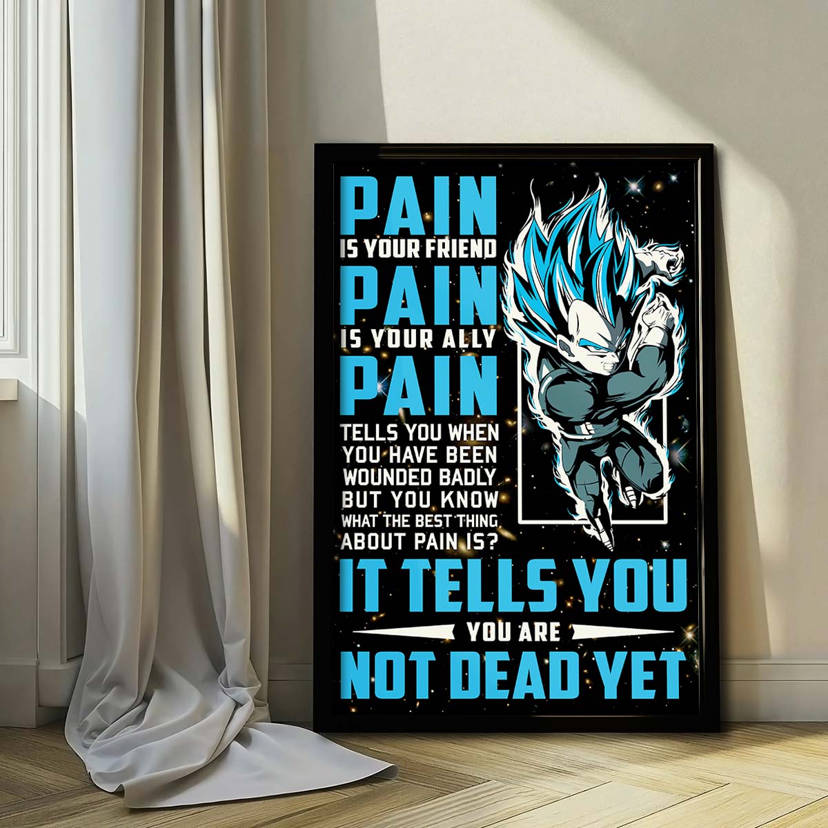 Dragon Ball Wall Art - Dragon Ball Poster - Dragon Ball Canvas - PAIN - You Are Not Dead Yet - Vegeta - Super Saiyan Blue - DR057 - Vertical Poster - Vertical Canvas