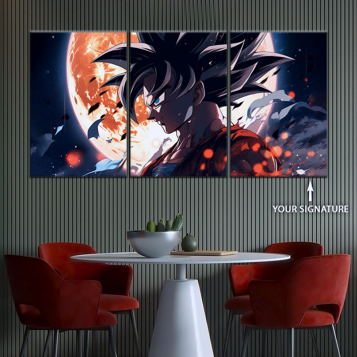 Dragon Ball Z Epic Goku Canvas Wall Art - 5 Piece Split Panel Anime Poster - Framed Ready to Hang Living Room Man Cave Decor - DR5025