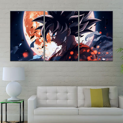 Dragon Ball Z Epic Goku Canvas Wall Art - 5 Piece Split Panel Anime Poster - Framed Ready to Hang Living Room Man Cave Decor - DR5025