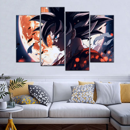 Dragon Ball Z Epic Goku Canvas Wall Art - 5 Piece Split Panel Anime Poster - Framed Ready to Hang Living Room Man Cave Decor - DR5025