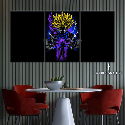 Dragon Ball Z Future Trunks Super Saiyan Canvas Wall Art - 5 Piece Split Panel DBZ Poster - Framed Ready to Hang Living Room Man Cave Decor - DR5108