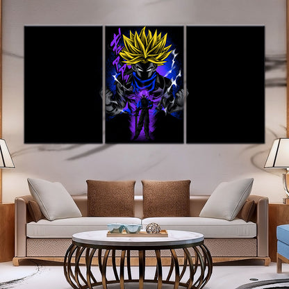Dragon Ball Z Future Trunks Super Saiyan Canvas Wall Art - 5 Piece Split Panel DBZ Poster - Framed Ready to Hang Living Room Man Cave Decor - DR5108