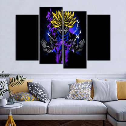 Dragon Ball Z Future Trunks Super Saiyan Canvas Wall Art - 5 Piece Split Panel DBZ Poster - Framed Ready to Hang Living Room Man Cave Decor - DR5108