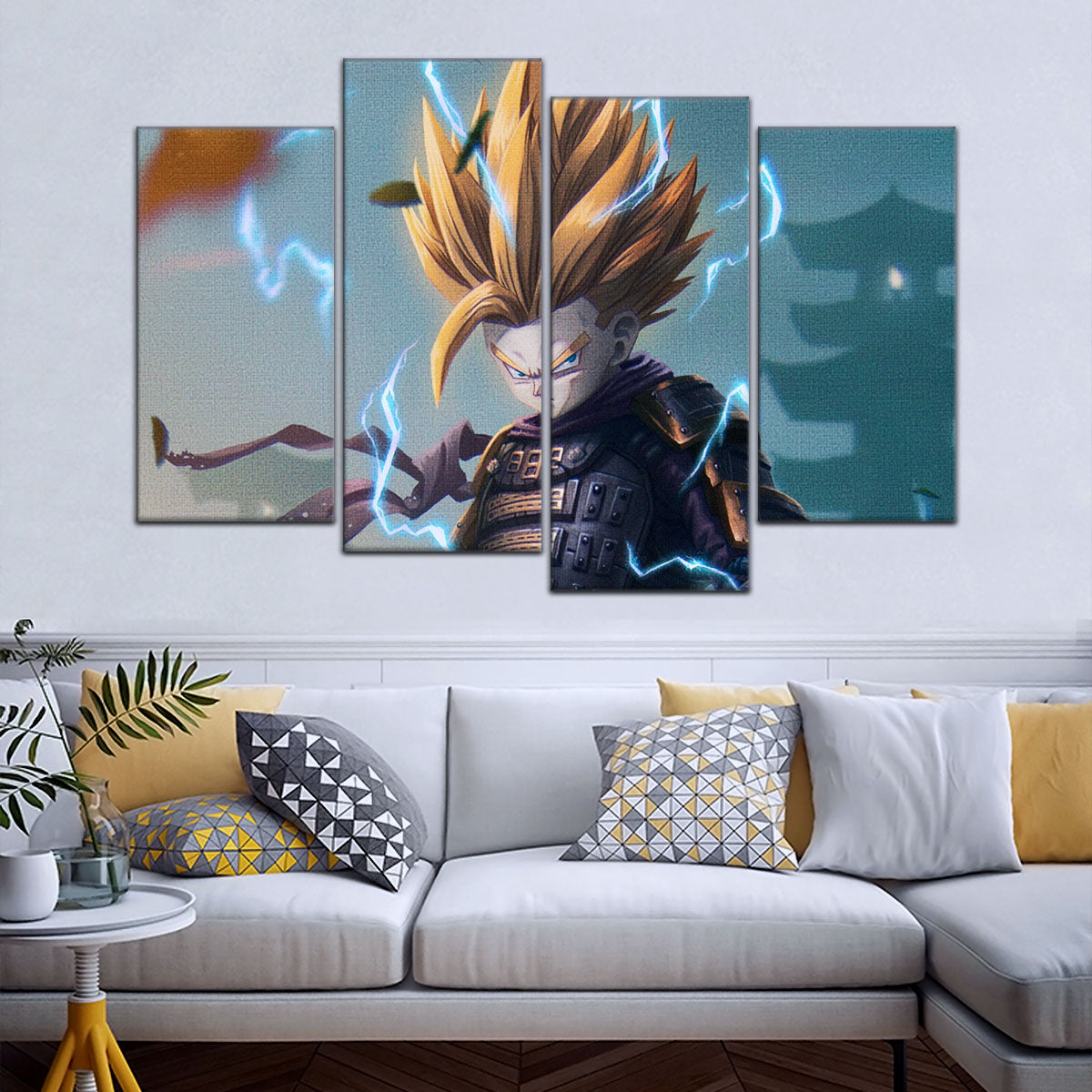 Dragon Ball Z Gohan Samurai Warrior Canvas Wall Art - 5 Piece Split Panel Anime Poster - Framed Ready to Hang Living Room Man Cave Decor - DR5105