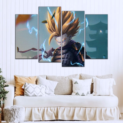 Dragon Ball Z Gohan Samurai Warrior Canvas Wall Art - 5 Piece Split Panel Anime Poster - Framed Ready to Hang Living Room Man Cave Decor - DR5105