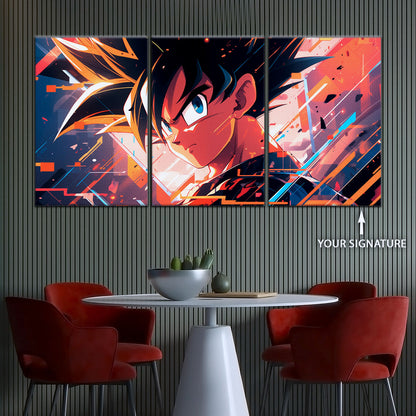 Dragon Ball Z Goku Canvas Wall Art - 5 Piece Split Panel Anime Poster - Framed Ready to Hang Living Room Man Cave Decor - DR5035
