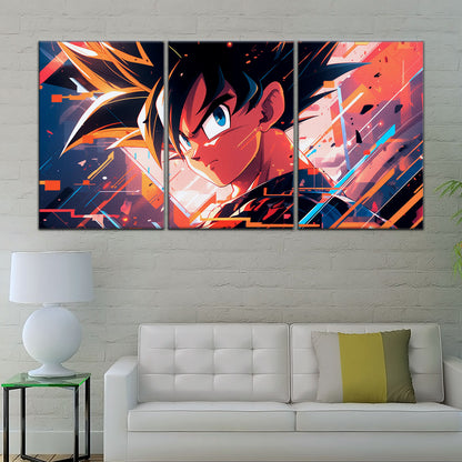 Dragon Ball Z Goku Canvas Wall Art - 5 Piece Split Panel Anime Poster - Framed Ready to Hang Living Room Man Cave Decor - DR5035