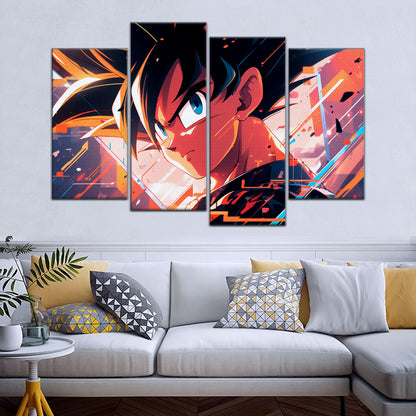 Dragon Ball Z Goku Canvas Wall Art - 5 Piece Split Panel Anime Poster - Framed Ready to Hang Living Room Man Cave Decor - DR5035