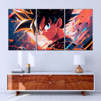 Dragon Ball Z Goku Canvas Wall Art - 5 Piece Split Panel Anime Poster - Framed Ready to Hang Living Room Man Cave Decor - DR5035