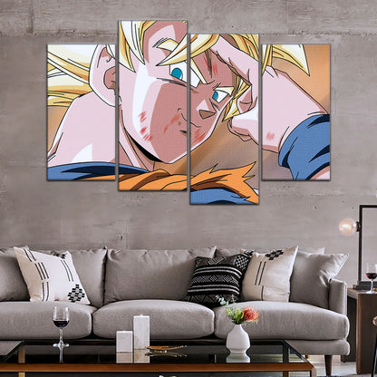Dragon Ball Z Goku Super Saiyan Canvas Wall Art - Bye Guys 5 Piece Split Panel Anime Poster - Framed Ready to Hang Living Room Man Cave Decor - DR5041