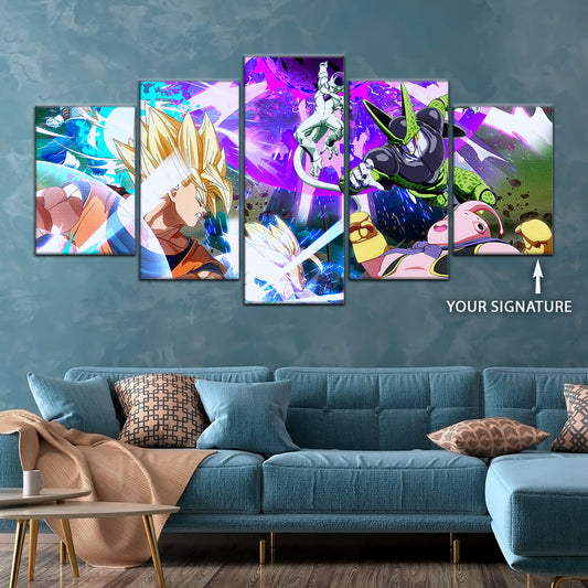 Dragon Ball Canvas Wall Art - DR5059 - Goku Vegeta vs Frieza Cell Majin Buu