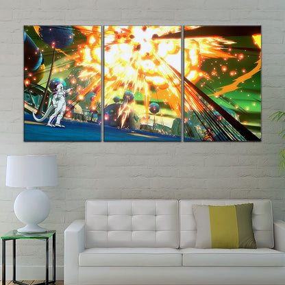 Dragon Ball Z Goku vs Frieza Namek Saga Canvas Wall Art - 5 Piece Split Panel Anime Poster - Framed Ready to Hang Living Room Man Cave Decor - DR5079
