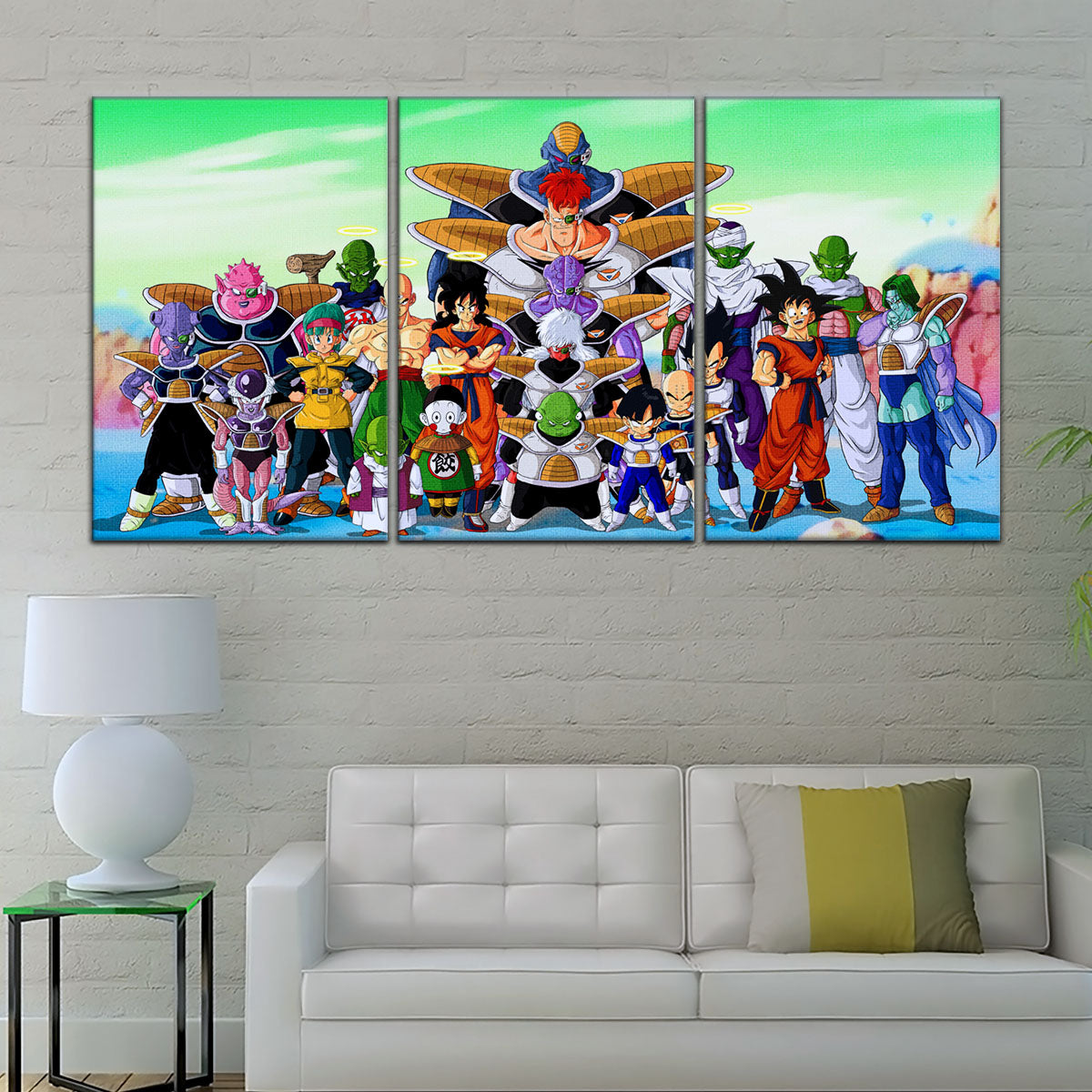 Dragon Ball Z Goku vs Ginyu Force Namek Saga Canvas Wall Art - 5 Piece Split Panel Anime Poster - Ready to Hang Living Room Man Cave Decor - DR5072