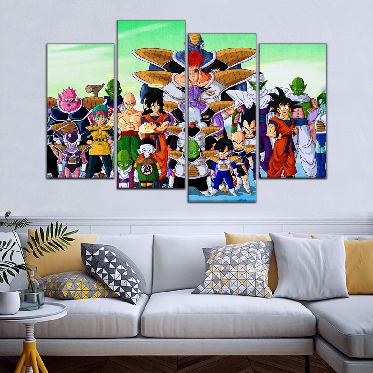 Dragon Ball Z Goku vs Ginyu Force Namek Saga Canvas Wall Art - 5 Piece Split Panel Anime Poster - Ready to Hang Living Room Man Cave Decor - DR5072