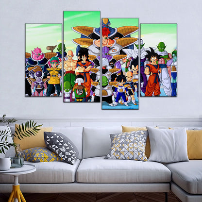 Dragon Ball Z Goku vs Ginyu Force Namek Saga Canvas Wall Art - 5 Piece Split Panel Anime Poster - Ready to Hang Living Room Man Cave Decor - DR5072