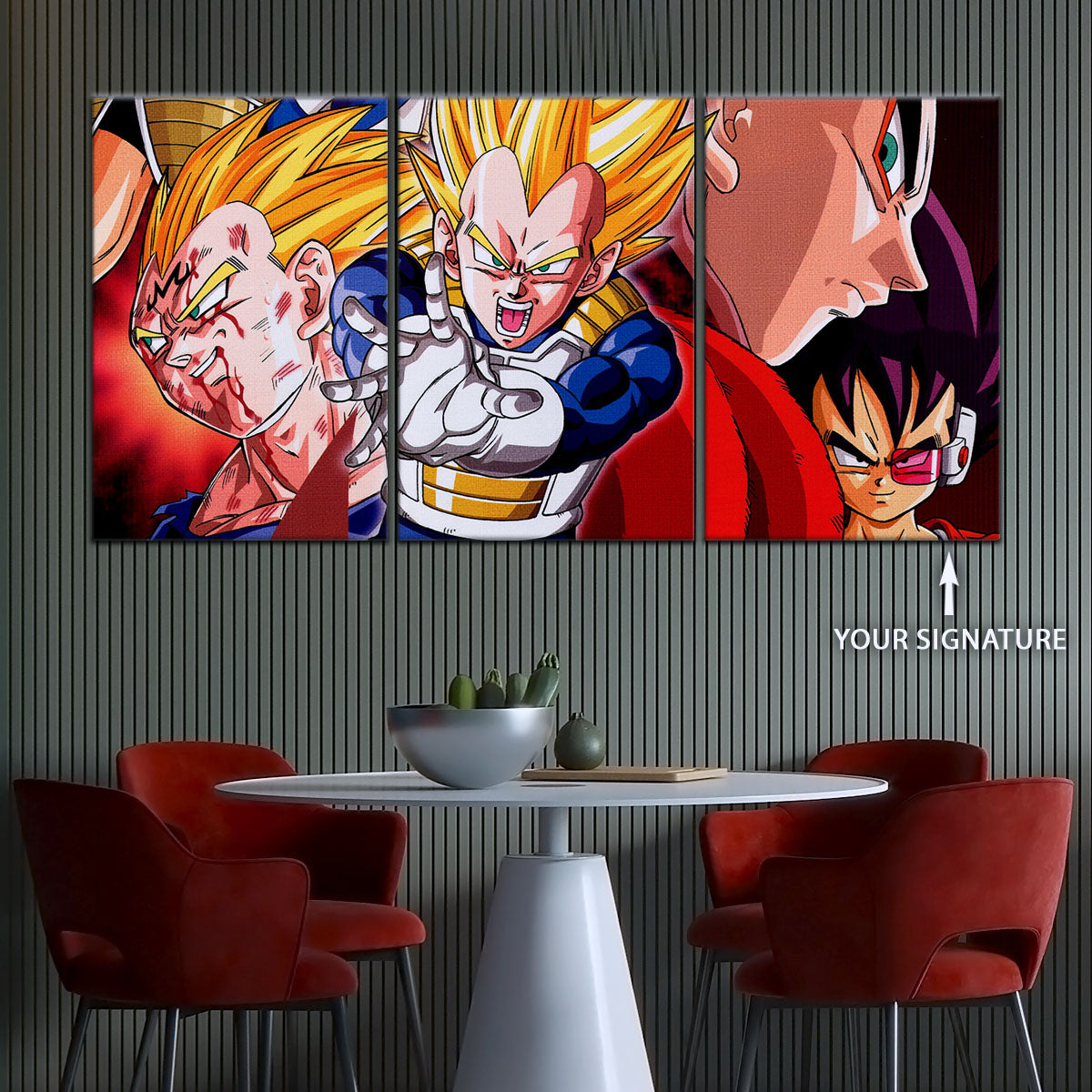 Dragon Ball Z Majin Vegeta Canvas Wall Art - 5 Piece Split Panel Anime Poster - Framed Ready to Hang Living Room Man Cave Decor - DR5117