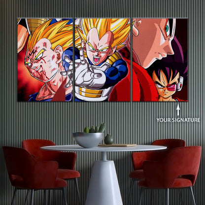Dragon Ball Z Majin Vegeta Canvas Wall Art - 5 Piece Split Panel Anime Poster - Framed Ready to Hang Living Room Man Cave Decor - DR5117