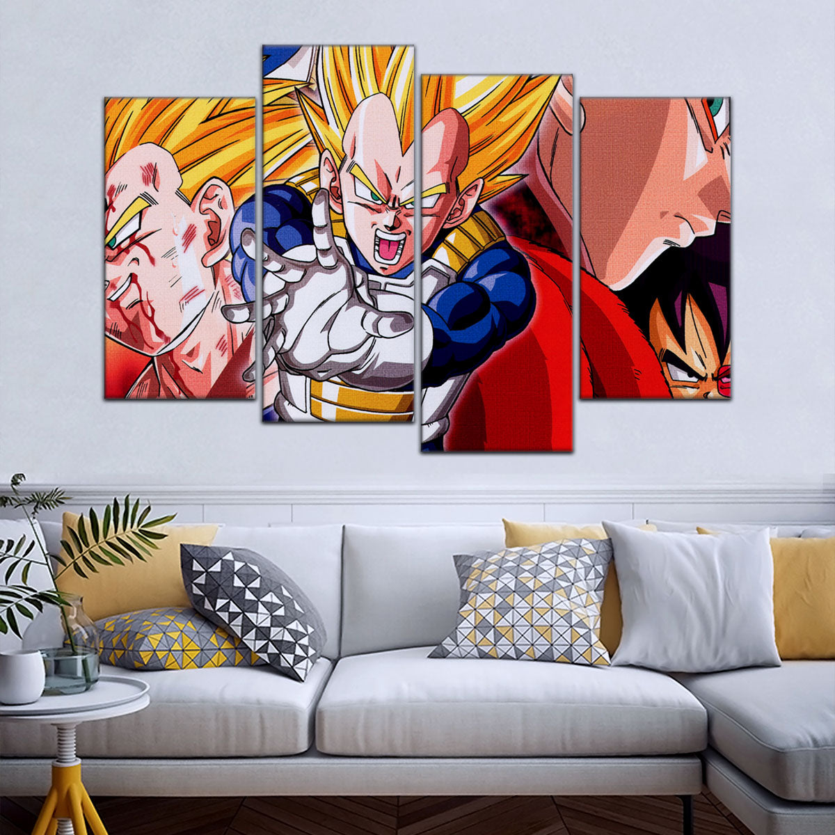 Dragon Ball Z Majin Vegeta Canvas Wall Art - 5 Piece Split Panel Anime Poster - Framed Ready to Hang Living Room Man Cave Decor - DR5117
