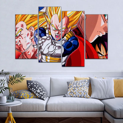 Dragon Ball Z Majin Vegeta Canvas Wall Art - 5 Piece Split Panel Anime Poster - Framed Ready to Hang Living Room Man Cave Decor - DR5117