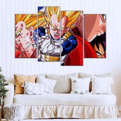 Dragon Ball Z Majin Vegeta Canvas Wall Art - 5 Piece Split Panel Anime Poster - Framed Ready to Hang Living Room Man Cave Decor - DR5117