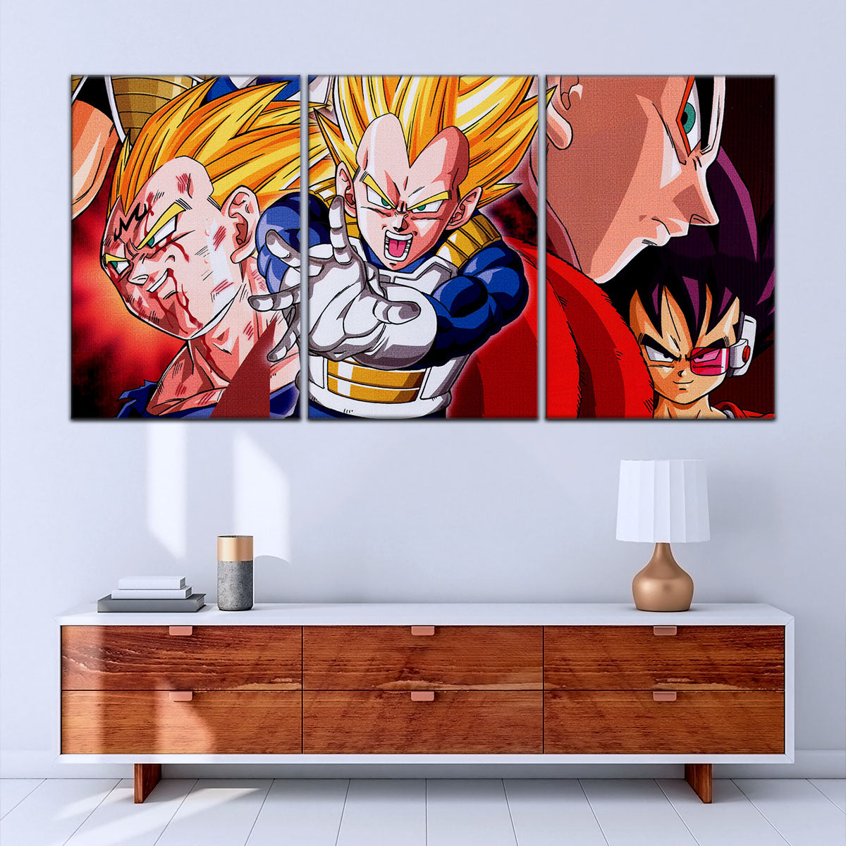 Dragon Ball Z Majin Vegeta Canvas Wall Art - 5 Piece Split Panel Anime Poster - Framed Ready to Hang Living Room Man Cave Decor - DR5117