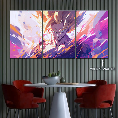 Dragon Ball Z Super Saiyan Gohan Canvas Wall Art - 5 Piece Split Panel Anime Poster - Framed Ready to Hang Living Room Man Cave Decor - DR5031